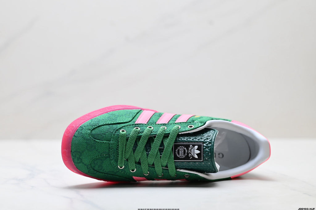 Exclusive Adidas Originals Gazelle GG Monogram Green Pink Sneakers — EU 36 / US M4 / W5.5 / 23CM — Alternate View 7