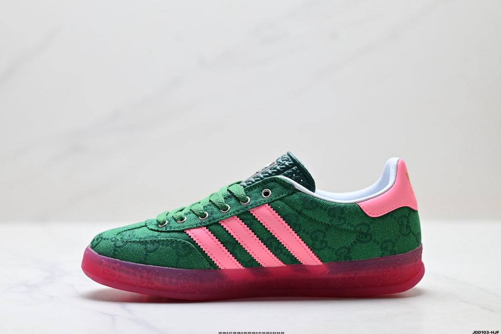 Exclusive Adidas Originals Gazelle GG Monogram Green Pink Sneakers — EU 36 / US M4 / W5.5 / 23CM — Alternate View 8