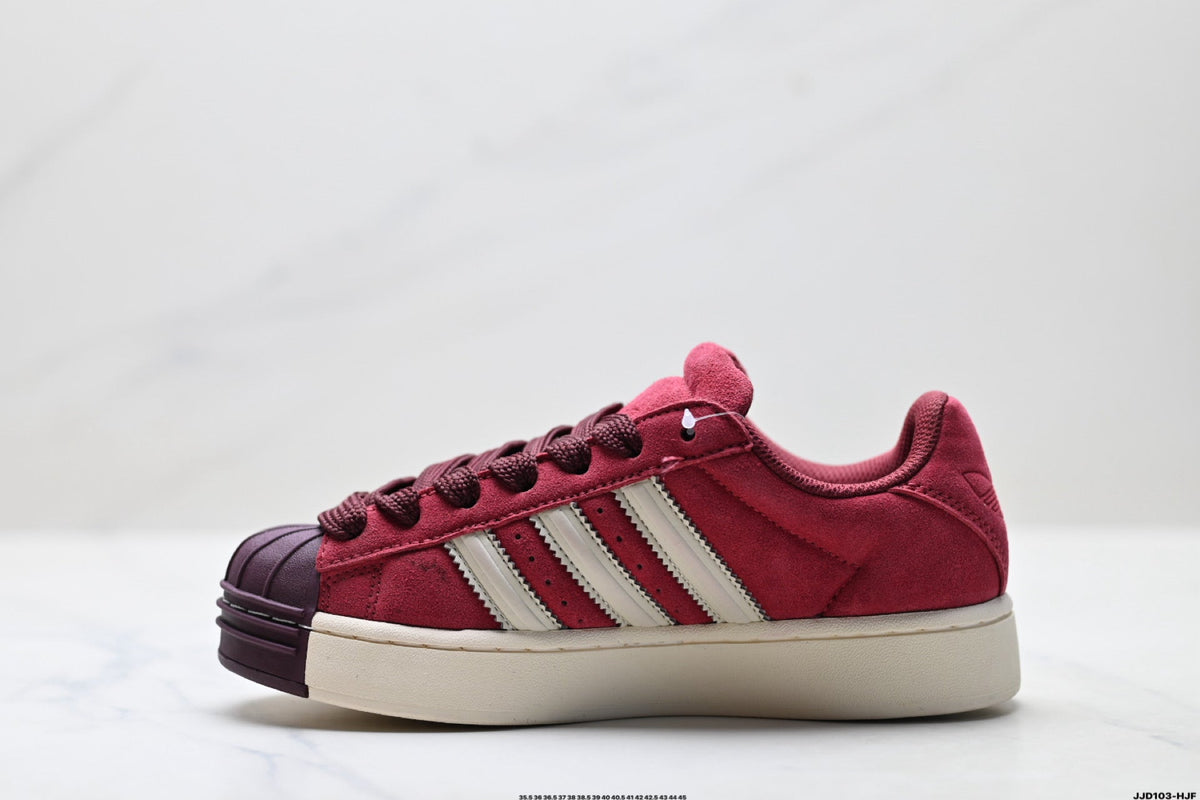 Exclusive Adidas Originals Superstar Platform Burgundy Suede Sneakers — EU 36 / US M4 / W5.5 / 23CM — Alternate View 8