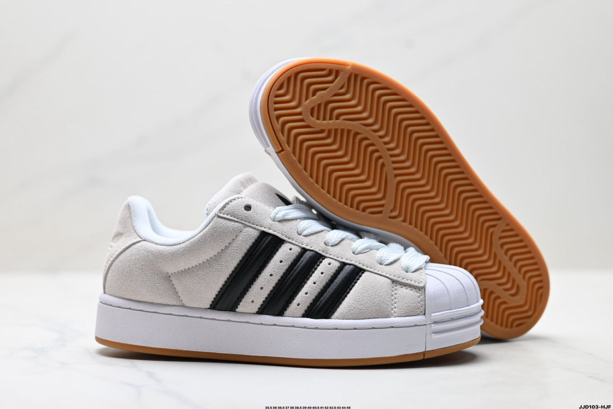 Exclusive Adidas Originals Superstar Platform White Black Suede Sneakers — EU 36 / US M4 / W5.5 / 23CM — Back View