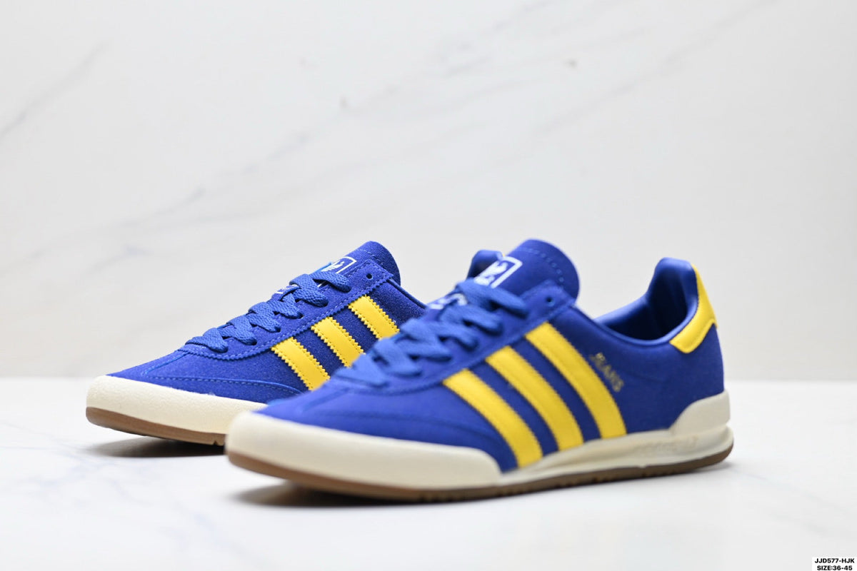 Exclusive Adidas Jeans Classic Suede Sneakers – Blue Yellow Casual Lifestyle Shoes — EU 36 / US M4 / W5.5 / 23CM — Top View