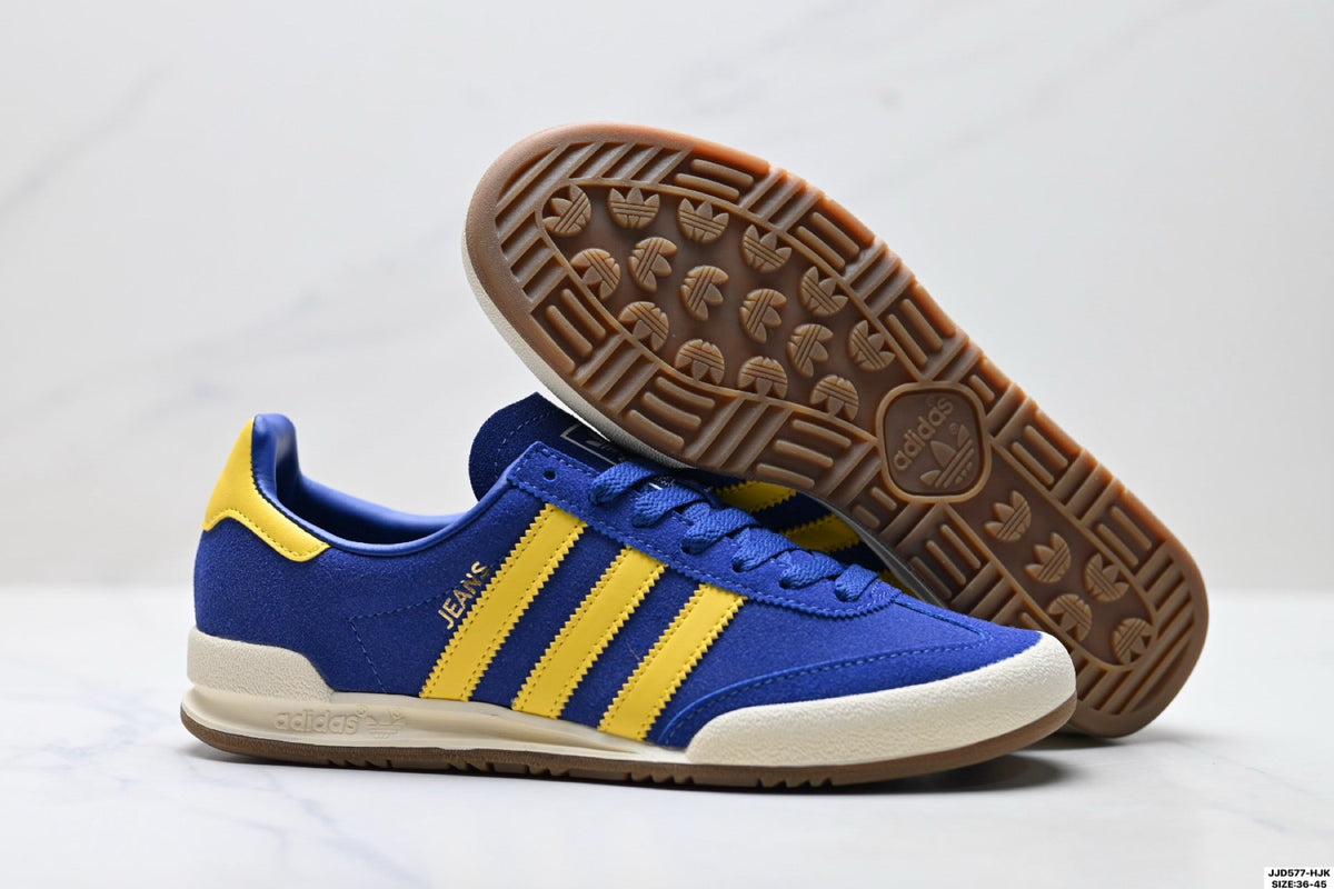 Exclusive Adidas Jeans Classic Suede Sneakers – Blue Yellow Casual Lifestyle Shoes — EU 36 / US M4 / W5.5 / 23CM — Back View