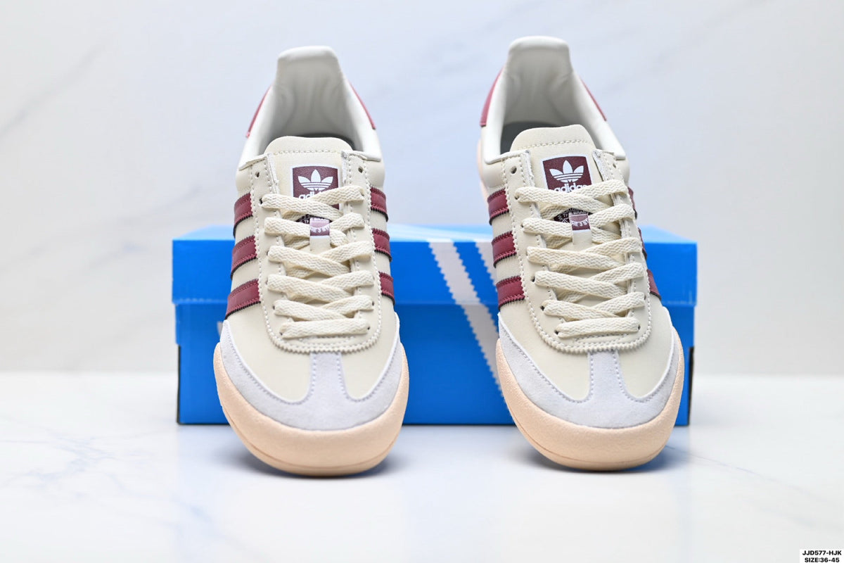 Exclusive Adidas Jeans Off White Burgundy Sneakers – Classic Retro Lifestyle Shoes — EU 36 / US M4 / W5.5 / 23CM — Detail View