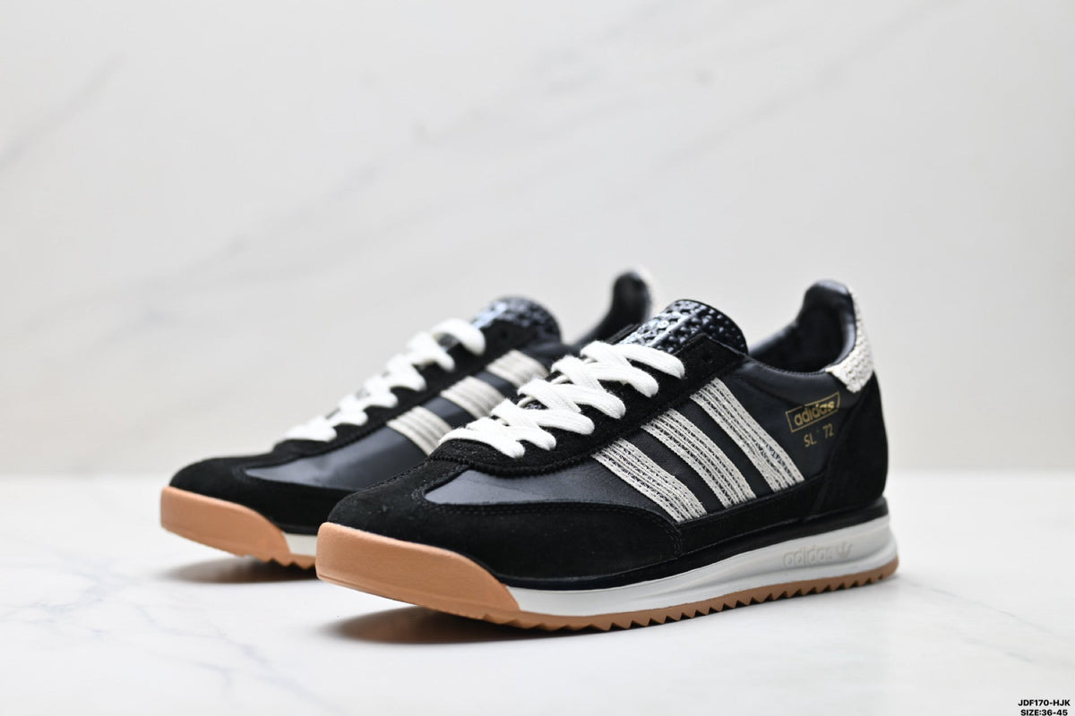 Exclusive Adidas SL 72 Black Retro Sneakers — EU 36 / US M4 / W5.5 / 23CM — Top View