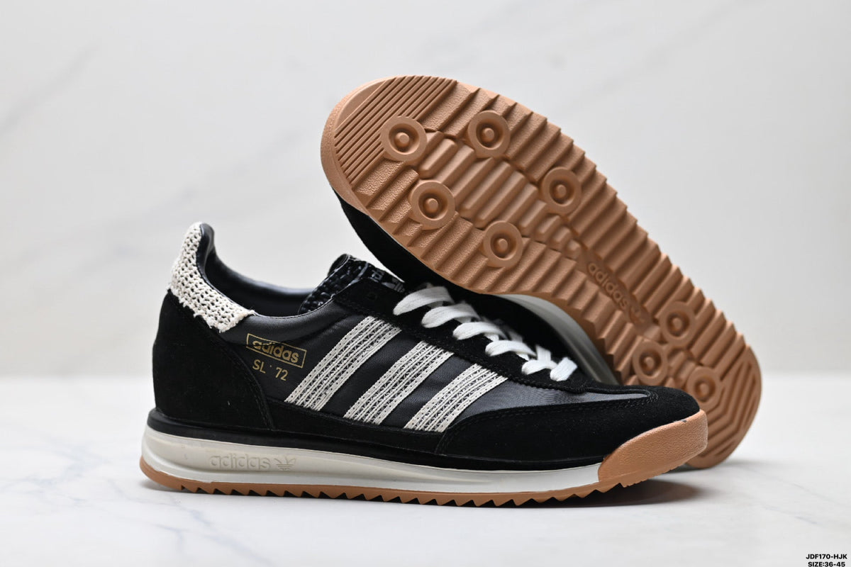 Exclusive Adidas SL 72 Black Retro Sneakers — EU 36 / US M4 / W5.5 / 23CM — Back View