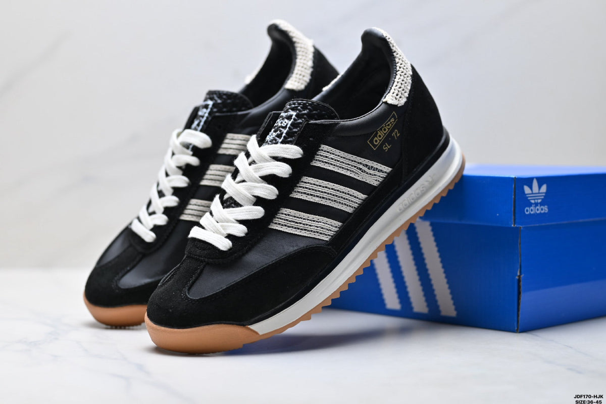 Exclusive Adidas SL 72 Black Retro Sneakers — EU 36 / US M4 / W5.5 / 23CM — Side View
