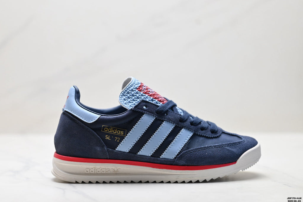 Exclusive Adidas SL 72 Navy Blue Retro Sneakers — EU 36 / US M4 / W5.5 / 23CM — Lifestyle View