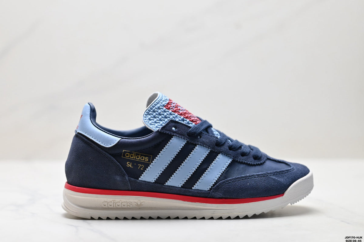 Exclusive Adidas SL 72 Navy Blue Retro Sneakers — EU 36 / US M4 / W5.5 / 23CM — Lifestyle View