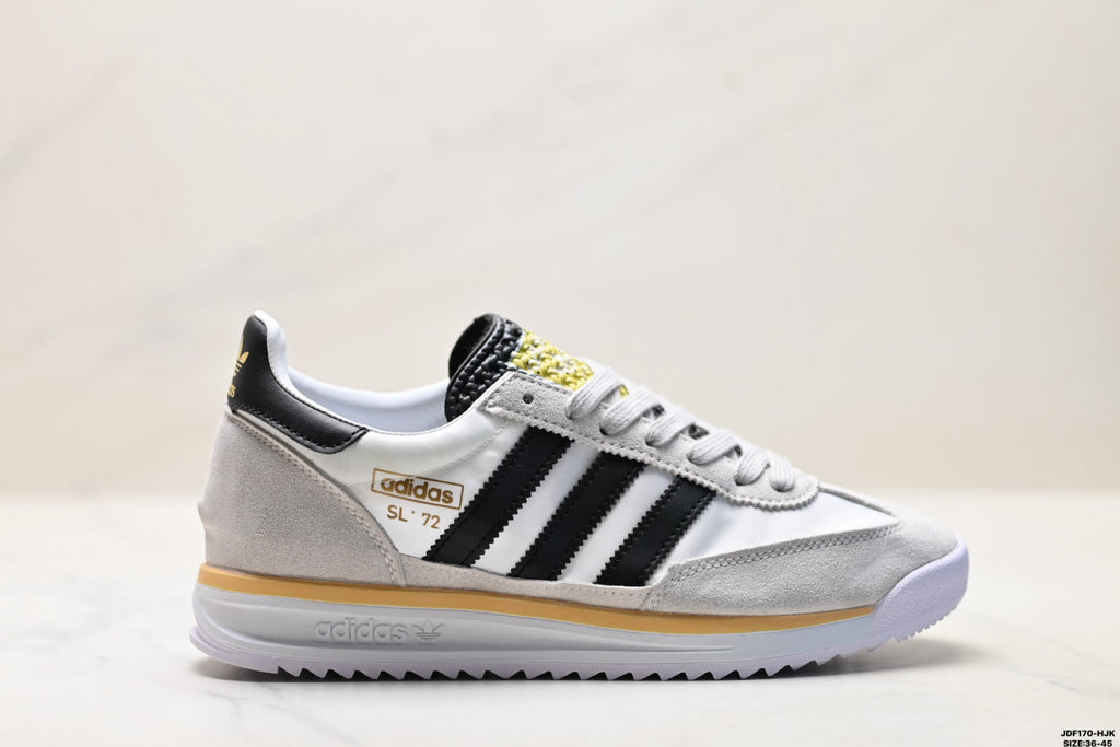 Exclusive Adidas SL 72 White Black Retro Sneakers — EU 36 / US M4 / W5.5 / 23CM — Lifestyle View