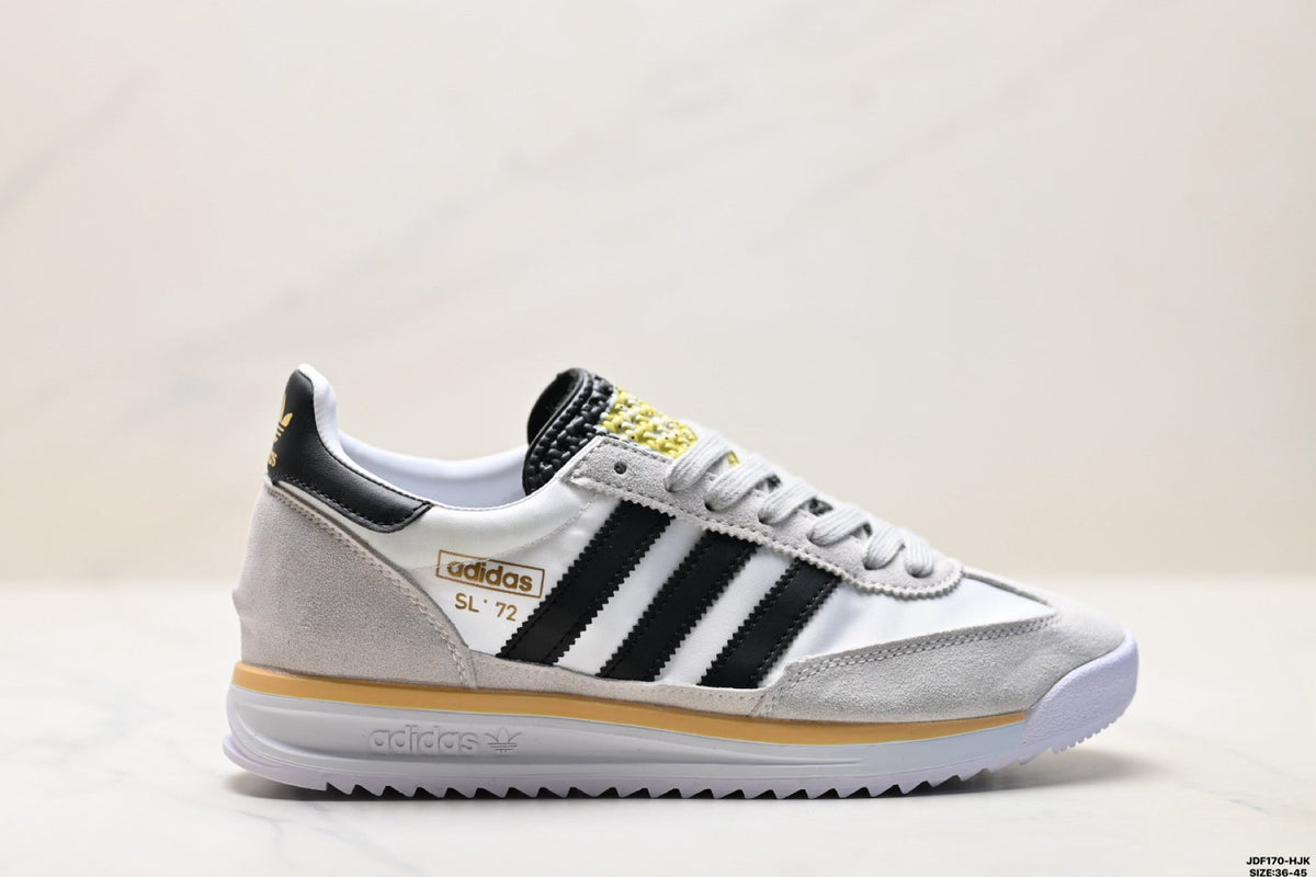 Exclusive Adidas SL 72 White Black Retro Sneakers — EU 36 / US M4 / W5.5 / 23CM — Lifestyle View