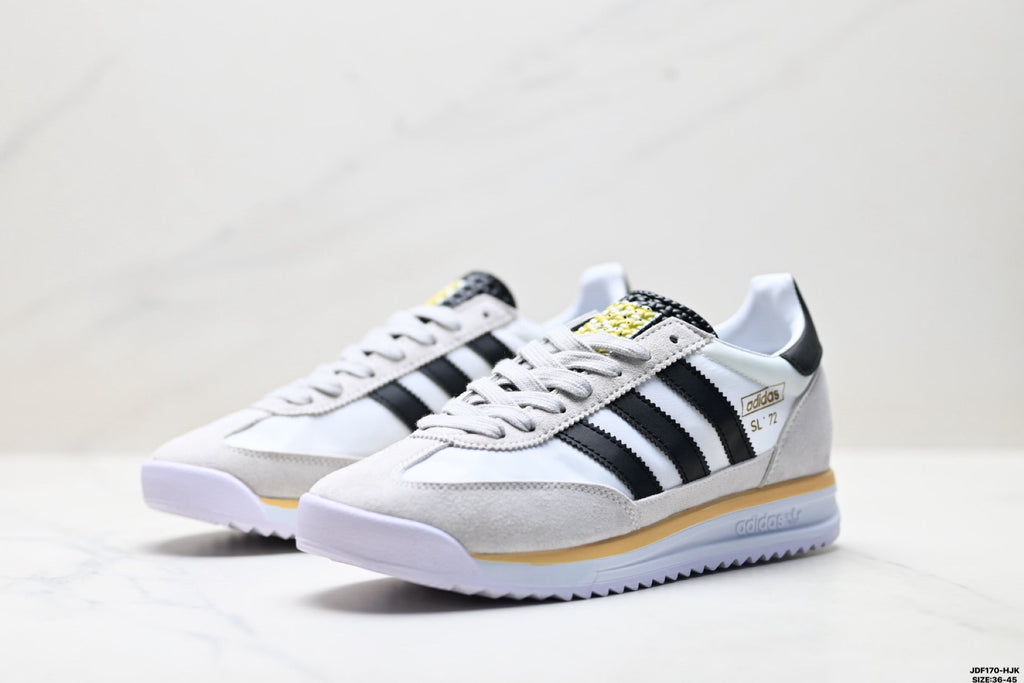 Exclusive Adidas SL 72 White Black Retro Sneakers — EU 36 / US M4 / W5.5 / 23CM — Top View