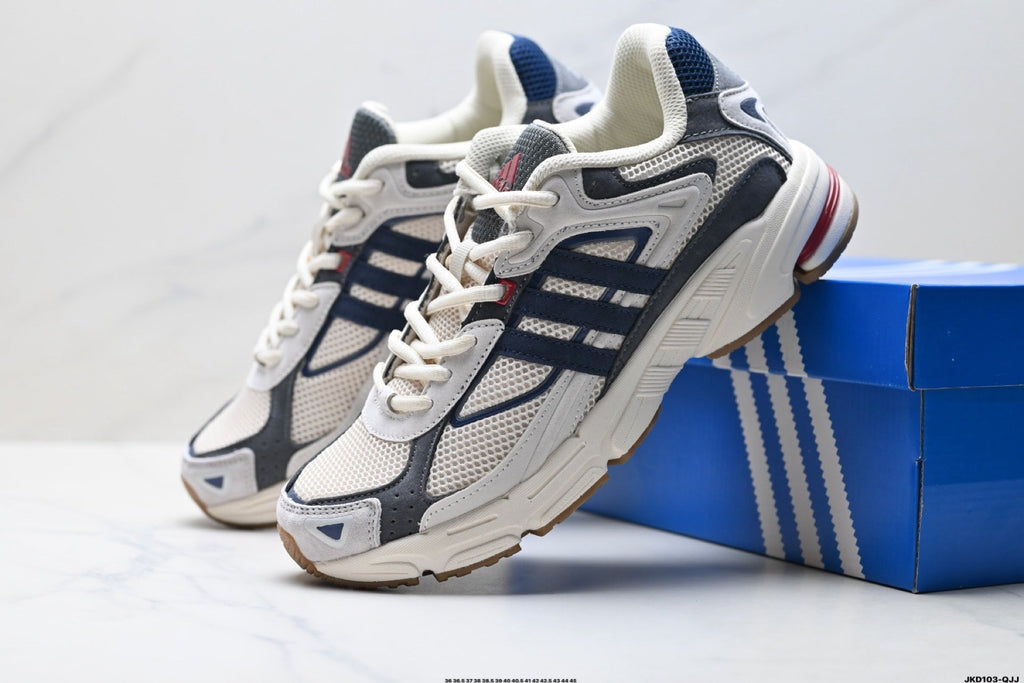Exclusive Adidas K81801550 Unisex Running Shoes #12 — White/Grey/Red — Size EU 36 / US M4 / W5.5 / 23CM — Side View