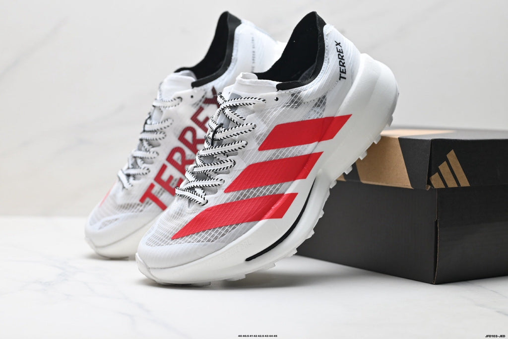 Exclusive Adidas K81801650 Men's Running Shoes #4 — White/Red — Size EU 40 / US M7 / W8.5 / 25CM — Side View