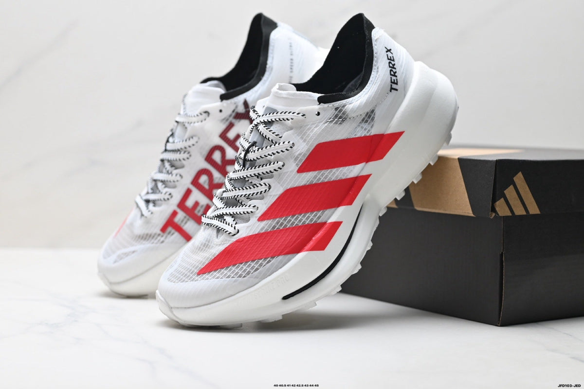 Exclusive Adidas K81801650 Men's Running Shoes #4 — White/Red — Size EU 40 / US M7 / W8.5 / 25CM — Side View
