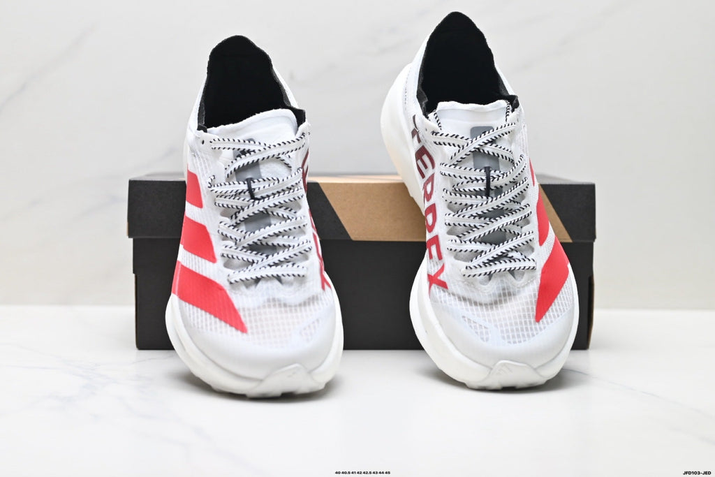 Exclusive Adidas K81801650 Men's Running Shoes #4 — White/Red — Size EU 40 / US M7 / W8.5 / 25CM — Back View