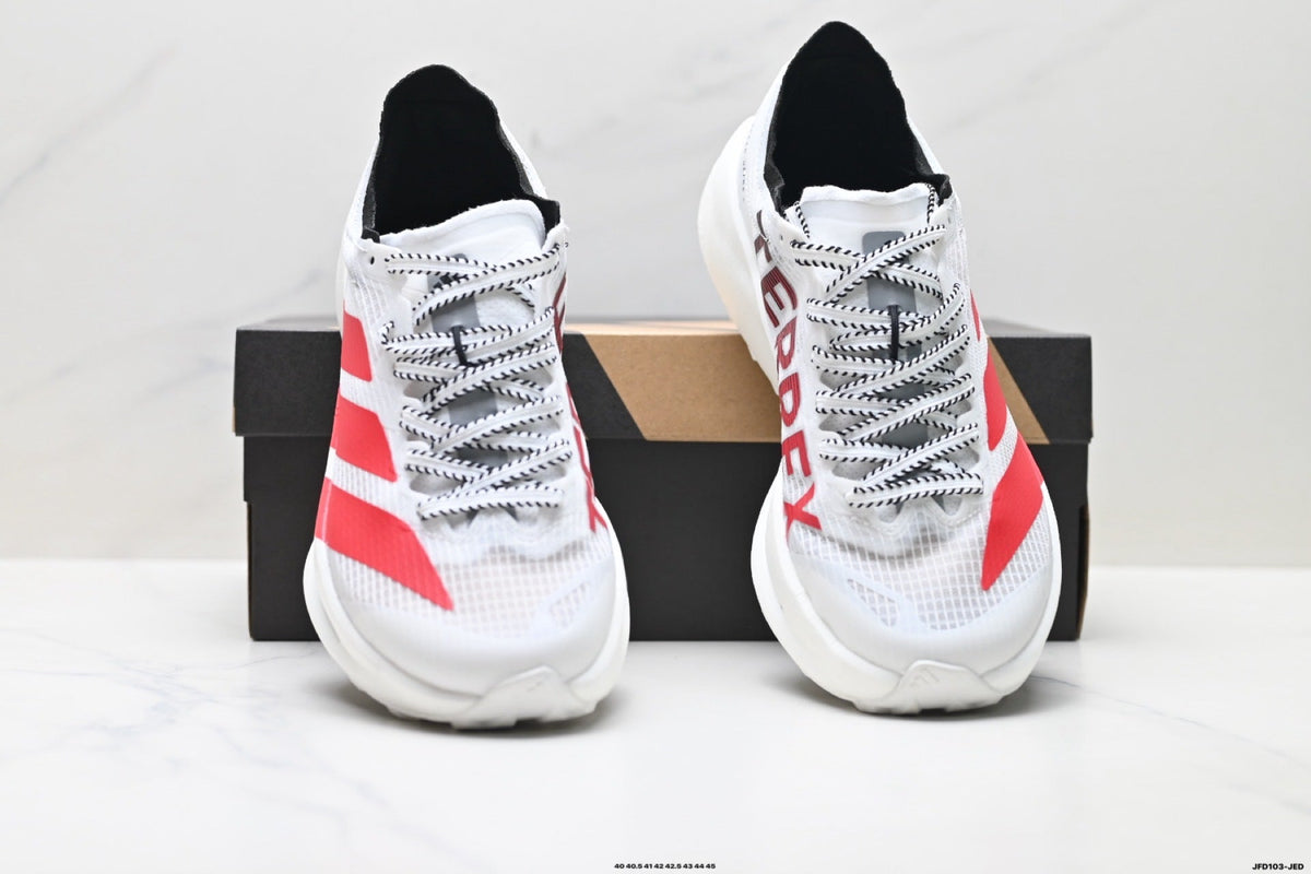 Exclusive Adidas K81801650 Men's Running Shoes #4 — White/Red — Size EU 40 / US M7 / W8.5 / 25CM — Back View