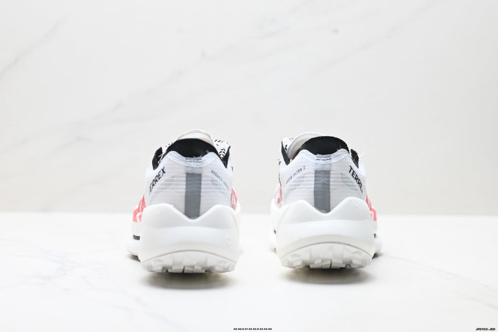 Exclusive Adidas K81801650 Men's Running Shoes #4 — White/Red — Size EU 40 / US M7 / W8.5 / 25CM — Top View