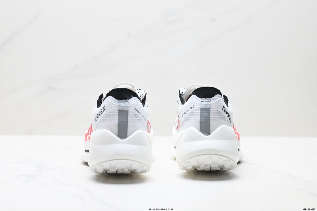 Exclusive Adidas K81801650 Men's Running Shoes #4 — White/Red — Size EU 40 / US M7 / W8.5 / 25CM — Top View