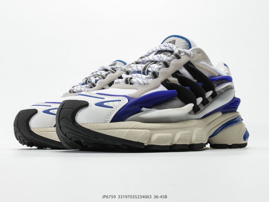 Exclusive Adidas KK01650 Unisex Dad Sneakers — White/Blue/Black — Size EU 36 / US M4 / W5.5 / 23CM — Side View