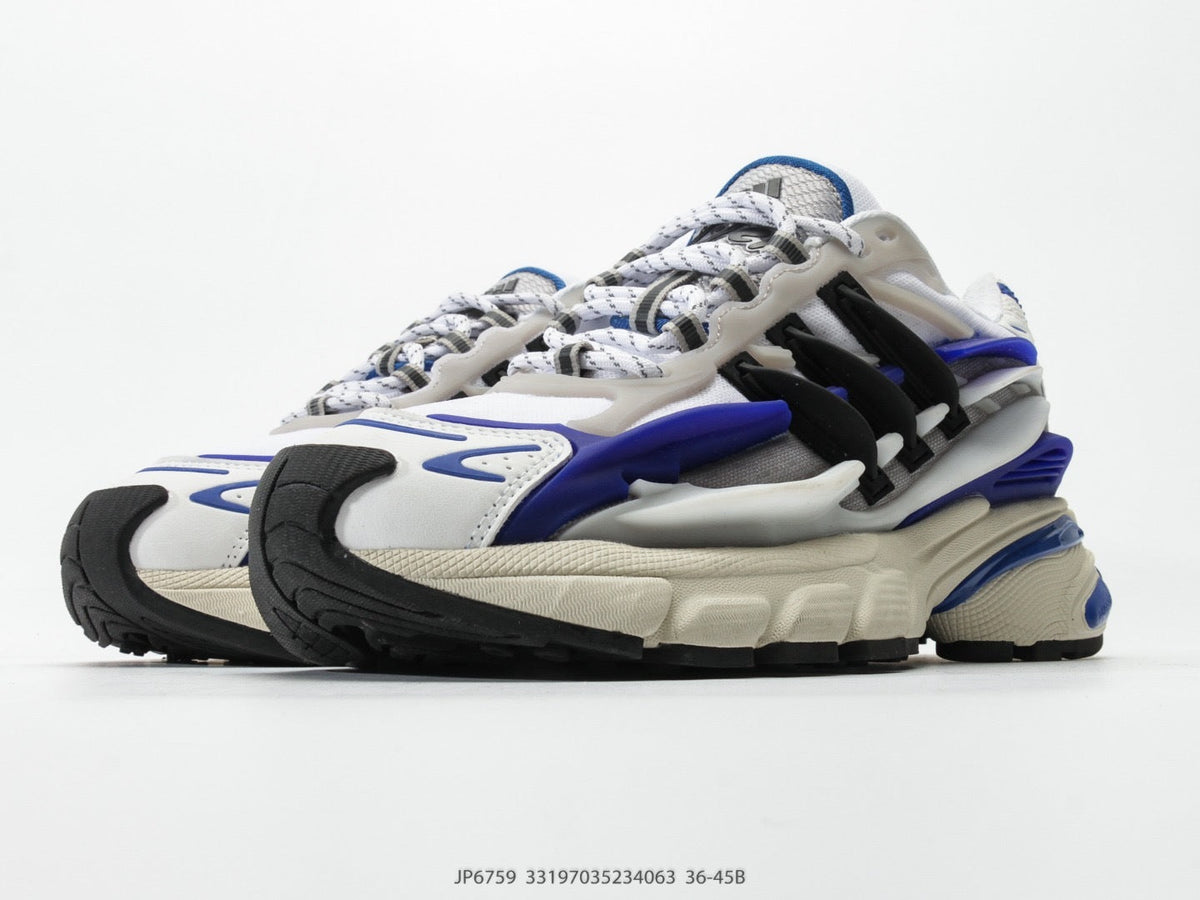 Exclusive Adidas KK01650 Unisex Dad Sneakers — White/Blue/Black — Size EU 36 / US M4 / W5.5 / 23CM — Side View
