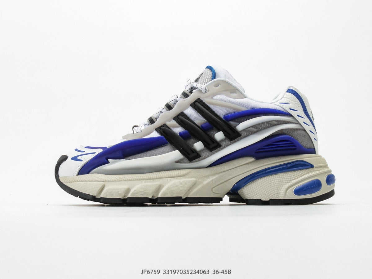 Exclusive Adidas KK01650 Unisex Dad Sneakers — White/Blue/Black — Size EU 36 / US M4 / W5.5 / 23CM — Top View