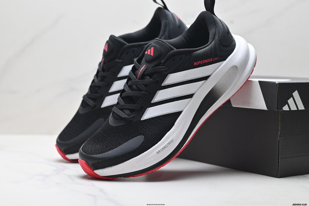 Exclusive Adidas K81801550 Men's Running Shoes #7 — Black/Red — Size EU 40 / US M7 / W8.5 / 25CM — Side View