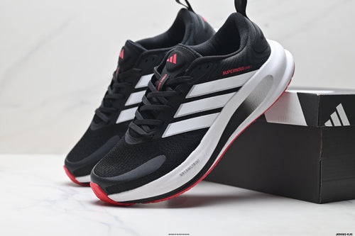 Exclusive Adidas K81801550 Men's Running Shoes #7 — Black/Red — Size EU 40 / US M7 / W8.5 / 25CM — Side View