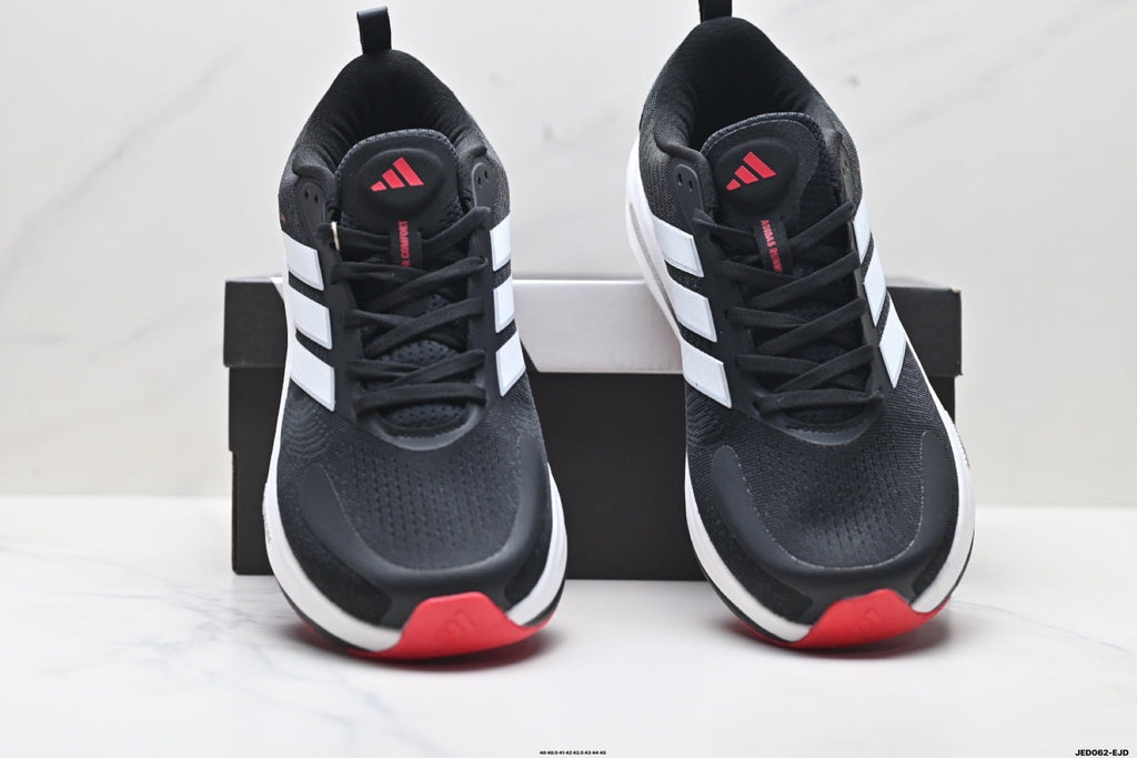 Exclusive Adidas K81801550 Men's Running Shoes #7 — Black/Red — Size EU 40 / US M7 / W8.5 / 25CM — Back View