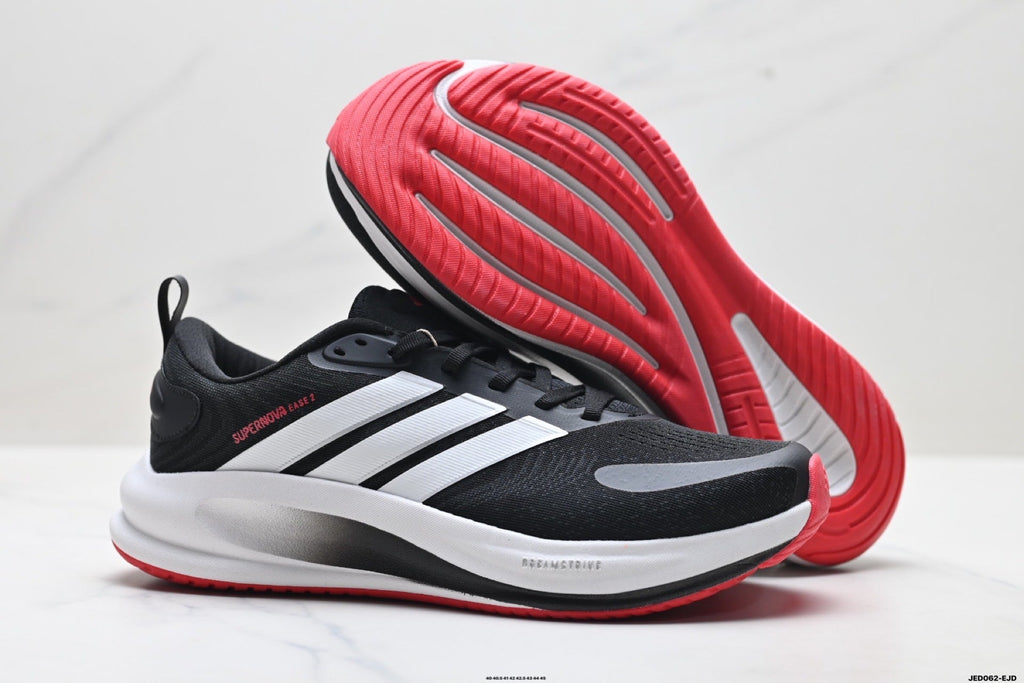 Exclusive Adidas K81801550 Men's Running Shoes #7 — Black/Red — Size EU 40 / US M7 / W8.5 / 25CM — Detail View