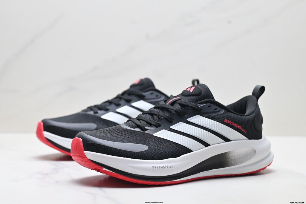 Exclusive Adidas K81801550 Men's Running Shoes #7 — Black/Red — Size EU 40 / US M7 / W8.5 / 25CM — Lifestyle View