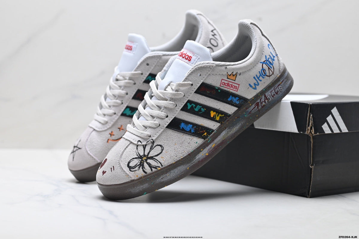 Exclusive Adidas K81802350 Unisex Casual Sneakers — White/Graphic — Size EU 36 / US M4 / W5.5 / 23CM — Side View