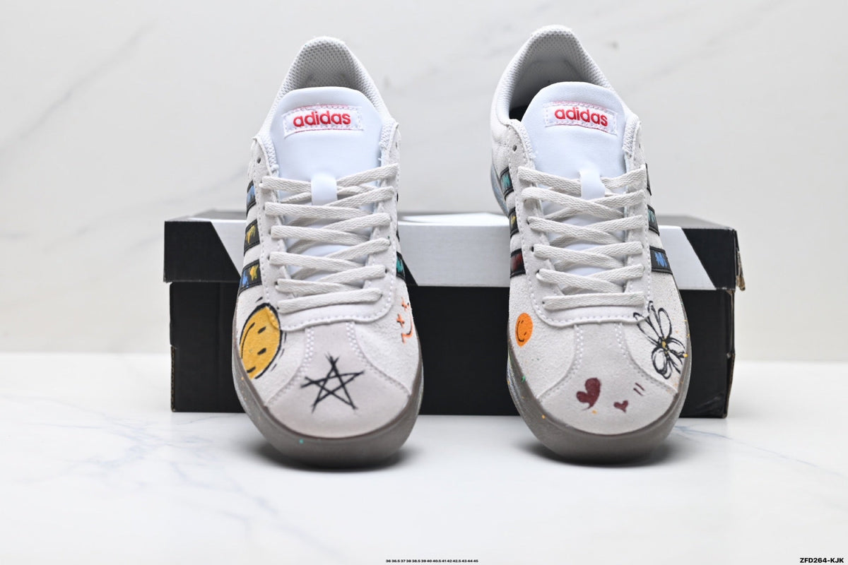 Exclusive Adidas K81802350 Unisex Casual Sneakers — White/Graphic — Size EU 36 / US M4 / W5.5 / 23CM — Back View