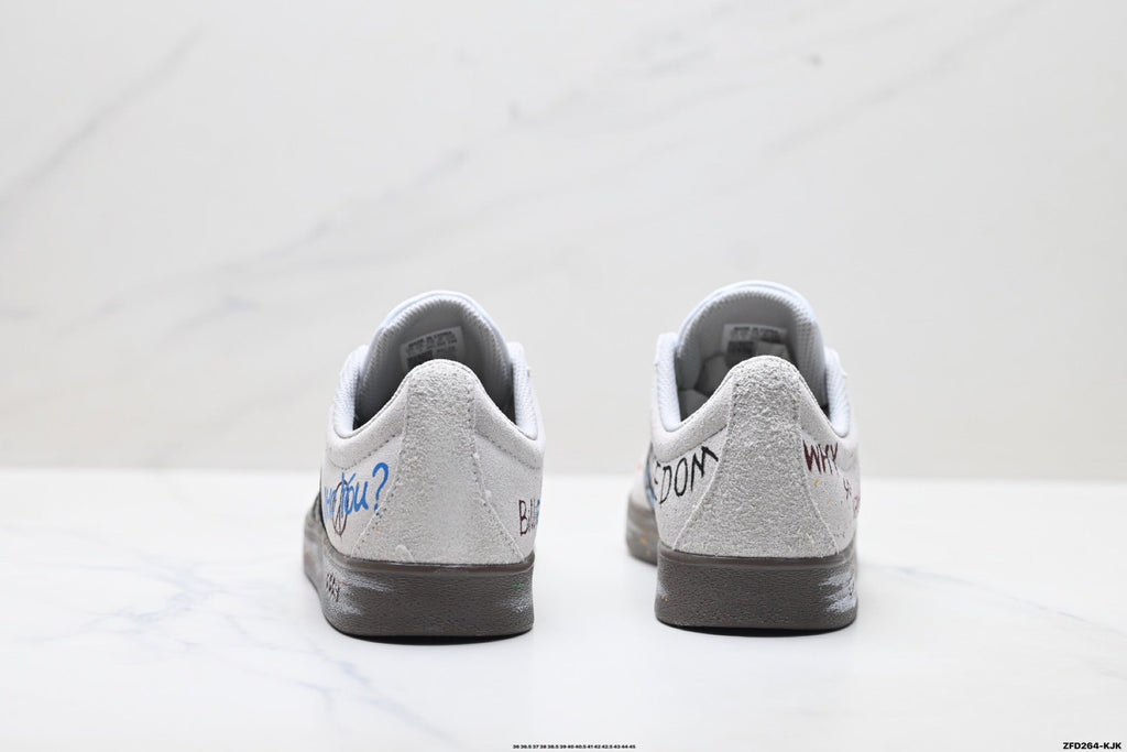Exclusive Adidas K81802350 Unisex Casual Sneakers — White/Graphic — Size EU 36 / US M4 / W5.5 / 23CM — Top View