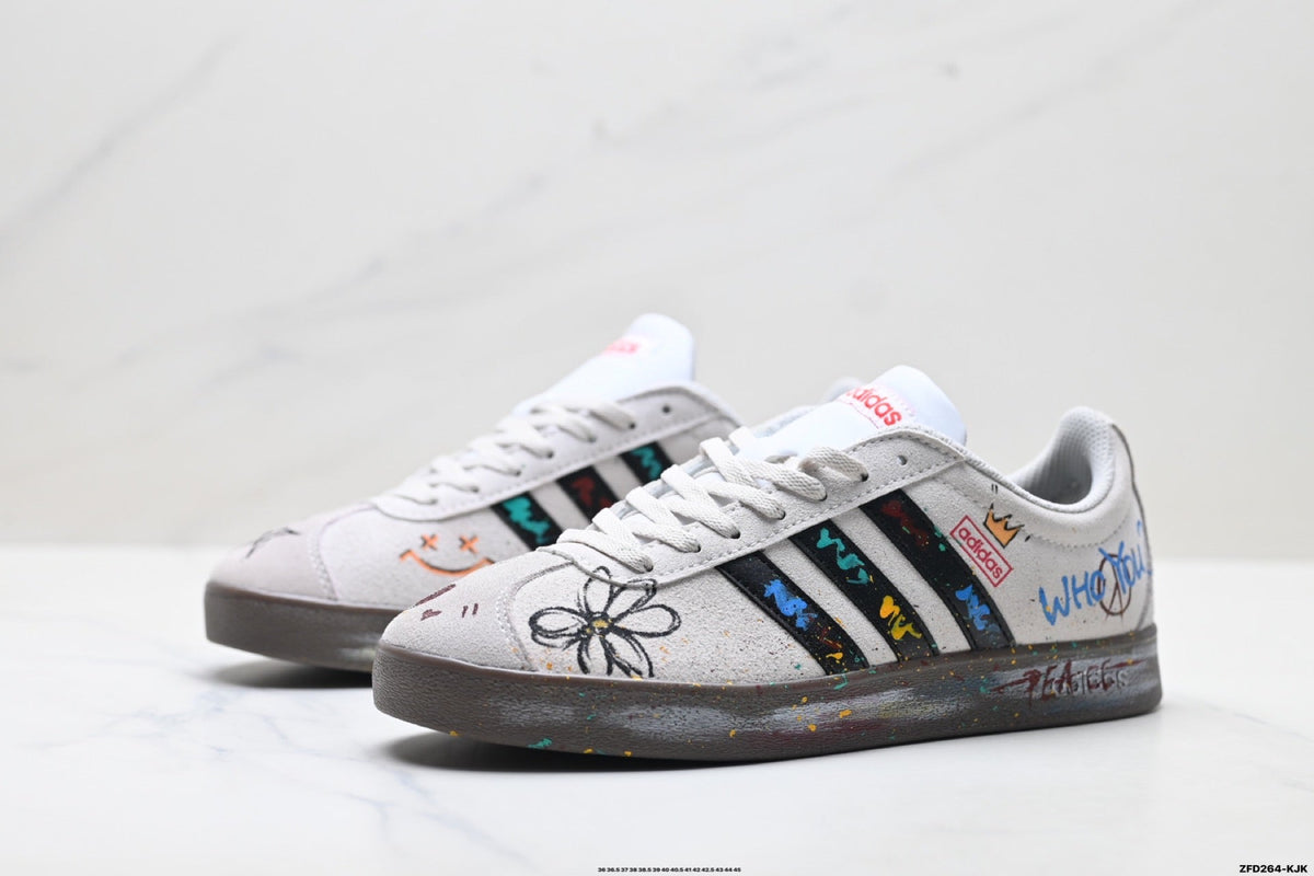 Exclusive Adidas K81802350 Unisex Casual Sneakers — White/Graphic — Size EU 36 / US M4 / W5.5 / 23CM — Lifestyle View