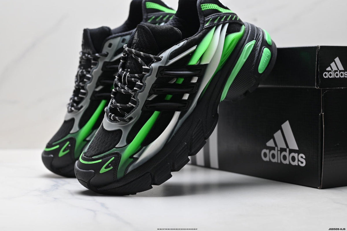 Exclusive Adidas K81801750 Unisex Dad Sneakers — Black/Green — Size EU 36 / US M4 / W5.5 / 23CM — Side View