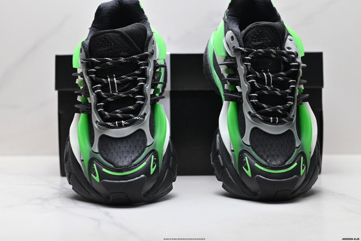Exclusive Adidas K81801750 Unisex Dad Sneakers — Black/Green — Size EU 36 / US M4 / W5.5 / 23CM — Back View
