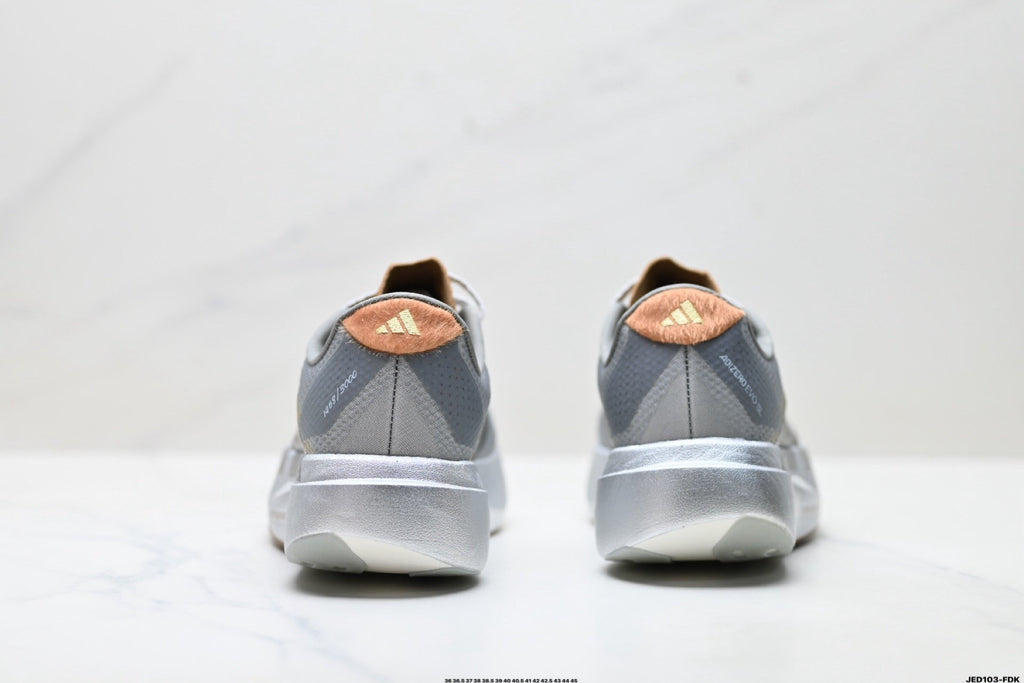 Exclusive Adidas K81801550 Unisex Running Shoes #10 — White/Black/Gold — Size EU 36 / US M4 / W5.5 / 23CM — Top View