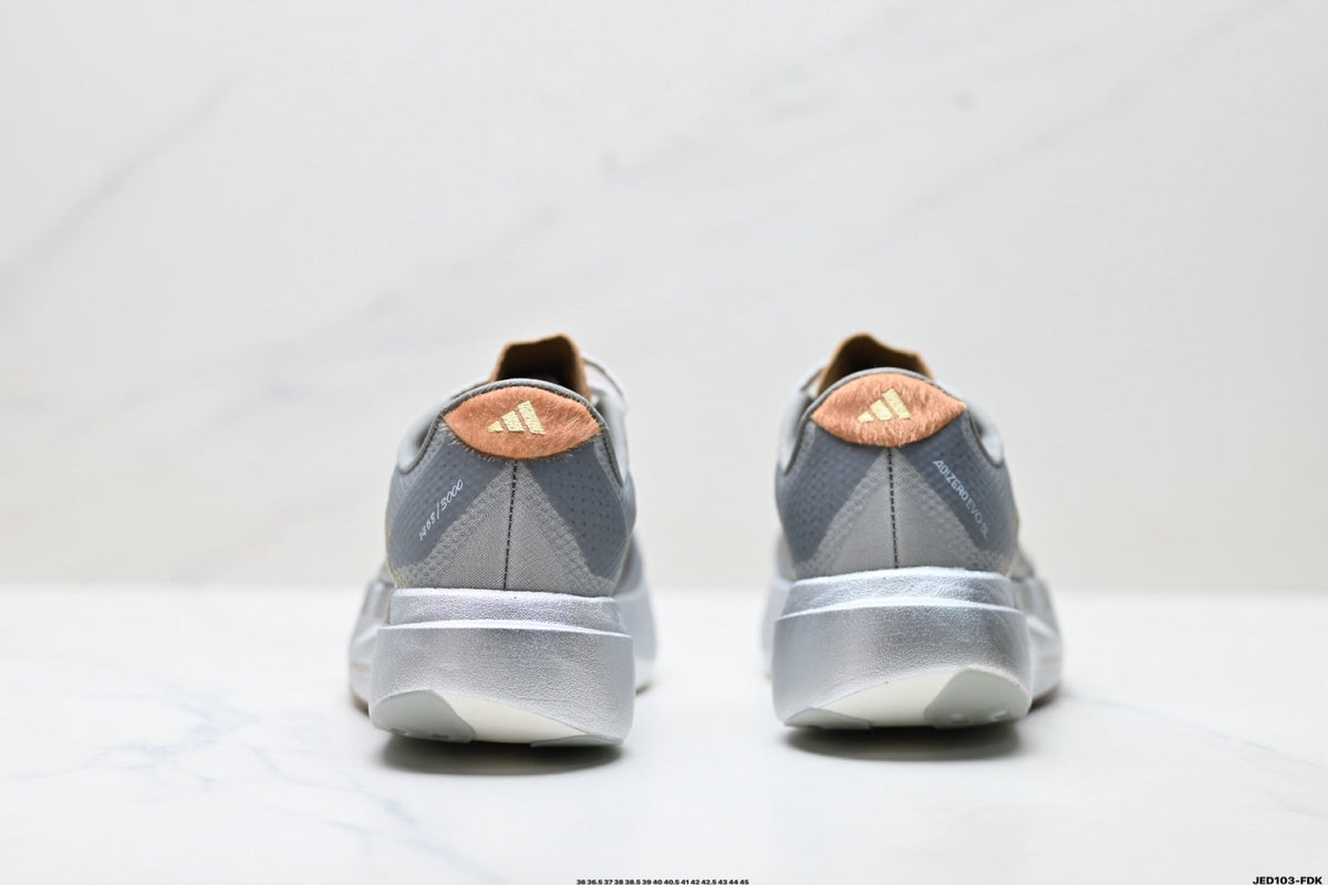Exclusive Adidas K81801550 Unisex Running Shoes #10 — White/Black/Gold — Size EU 36 / US M4 / W5.5 / 23CM — Top View