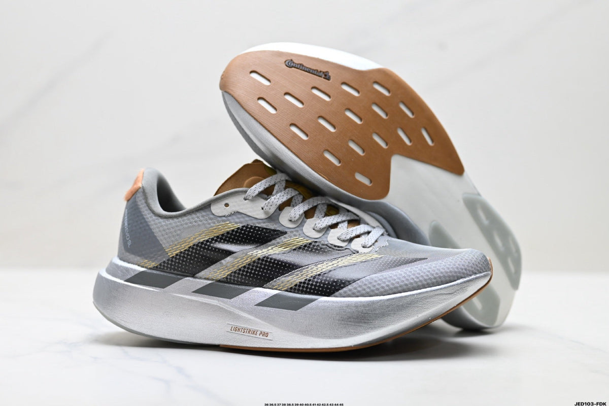 Exclusive Adidas K81801550 Unisex Running Shoes #10 — White/Black/Gold — Size EU 36 / US M4 / W5.5 / 23CM — Detail View