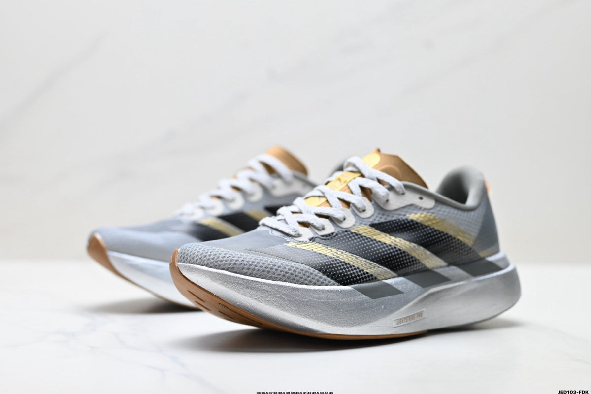 Exclusive Adidas K81801550 Unisex Running Shoes #10 — White/Black/Gold — Size EU 36 / US M4 / W5.5 / 23CM — Lifestyle View