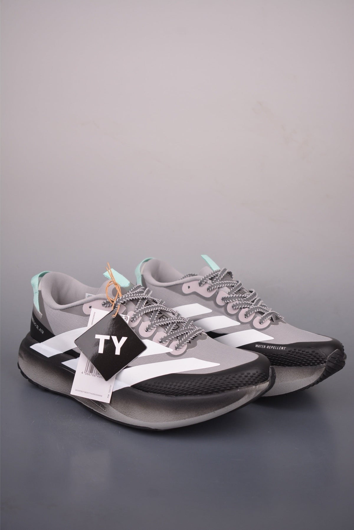 Exclusive Adidas KK01650 Unisex Running Shoes — Grey/White — Size EU 36 / US M4 / W5.5 / 23CM — Detail View