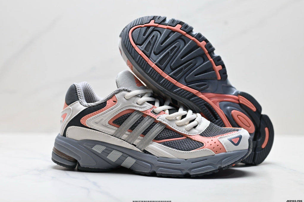 Exclusive Adidas K81801550 Unisex Running Shoes #9 — Grey/Coral — Size EU 36 / US M4 / W5.5 / 23CM — Detail View