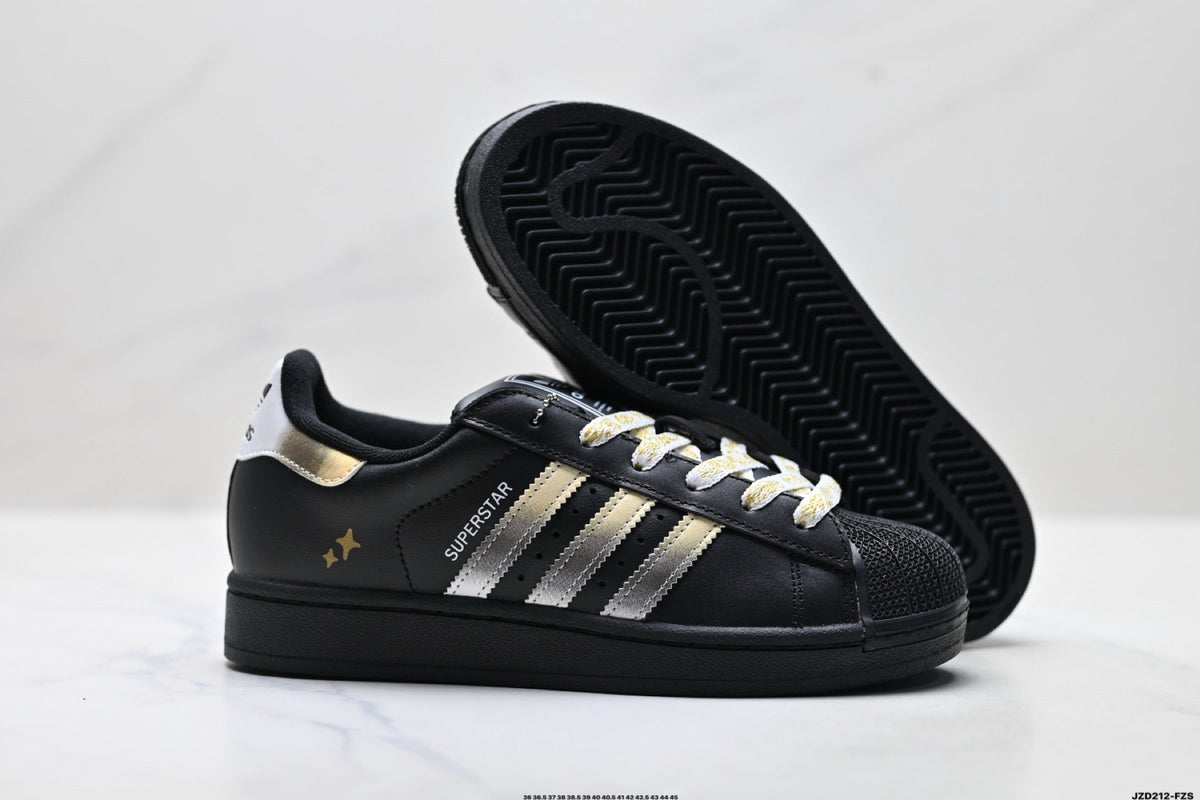 Exclusive Adidas K81801450 Unisex Shell-Toe Sneakers — Black/White — Size EU 36 / US M4 / W5.5 / 23CM — Detail View