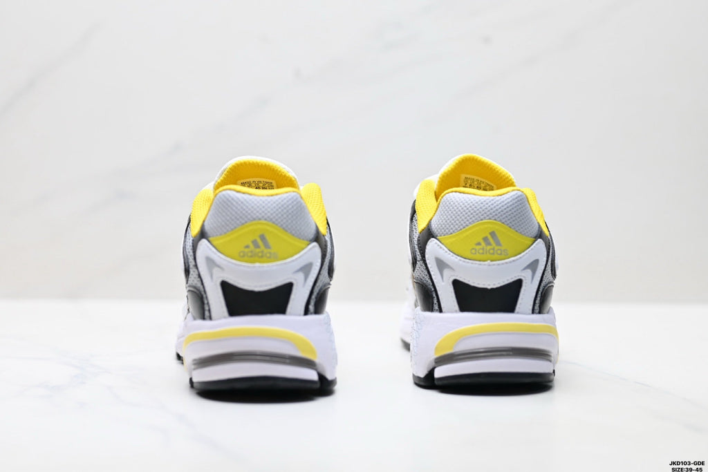Exclusive Adidas K81801550 Men's Running Shoes #6 — White/Black/Yellow — Size EU 39 / US M6.5 / W8 / 24.5CM — Top View