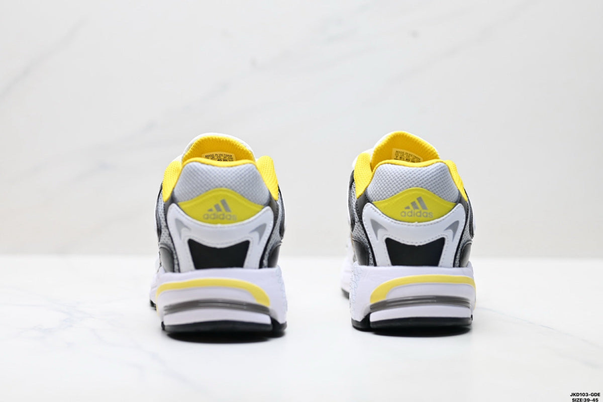 Exclusive Adidas K81801550 Men's Running Shoes #6 — White/Black/Yellow — Size EU 39 / US M6.5 / W8 / 24.5CM — Top View