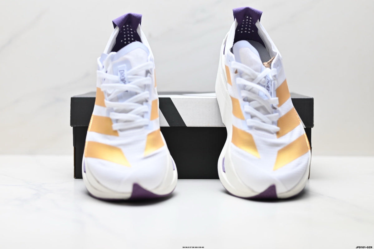 Exclusive Adidas K81801650 Women's Running Shoes — White/Purple/Orange — Size EU 36 / US M4 / W5.5 / 23CM — Back View