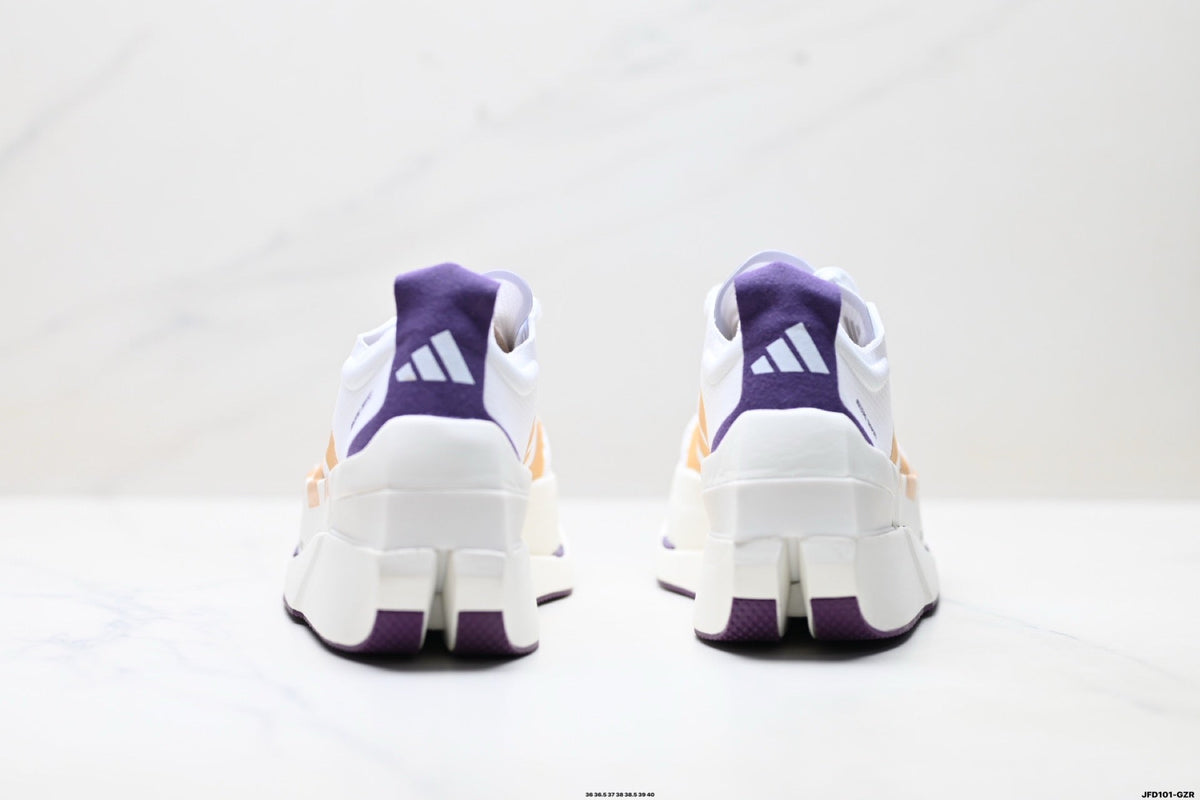 Exclusive Adidas K81801650 Women's Running Shoes — White/Purple/Orange — Size EU 36 / US M4 / W5.5 / 23CM — Top View