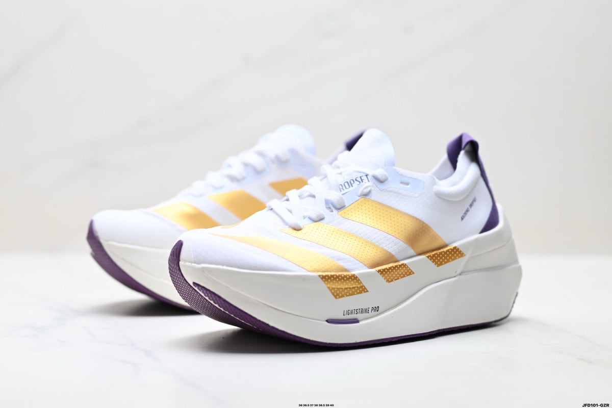Exclusive Adidas K81801650 Women's Running Shoes — White/Purple/Orange — Size EU 36 / US M4 / W5.5 / 23CM — Detail View