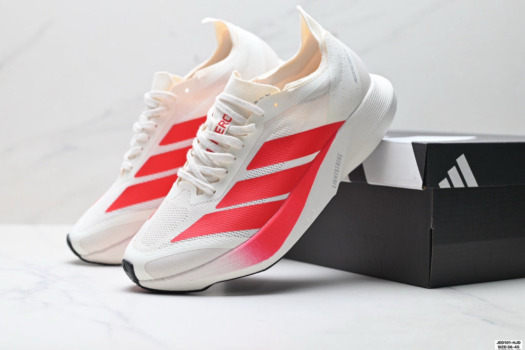 Exclusive Adidas K81801550 Unisex Running Shoes #4 — White/Red — Size EU 36 / US M4 / W5.5 / 23CM — Side View
