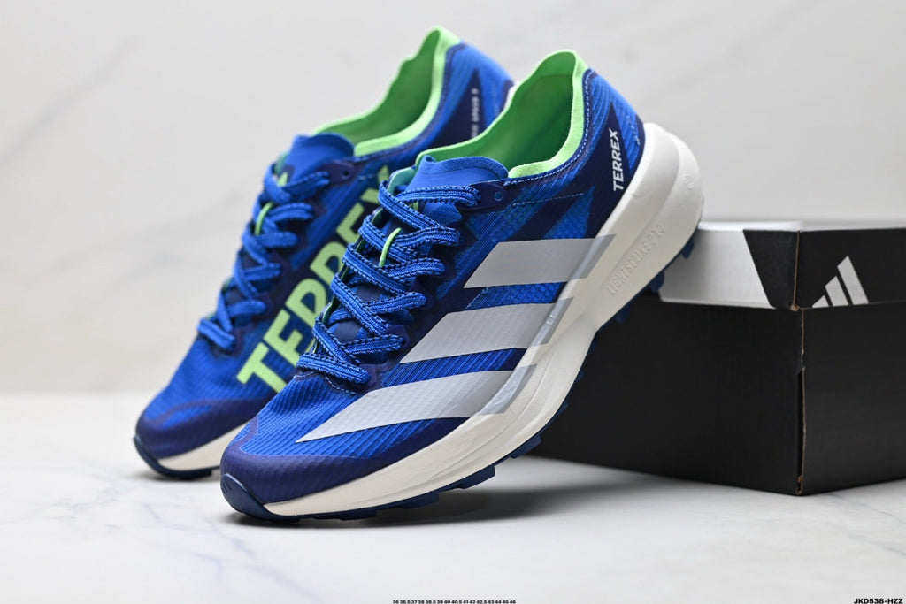 Exclusive Adidas K81801550 Unisex Running Shoes #2 — Blue/Green — Size EU 36 / US M4 / W5.5 / 23CM — Side View